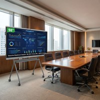 Écran plat interactif 4K UHD de 98 pouces, 20 points de contact IR, double système d'exploitation, caméra AI, tableau blanc intelligent pour salle de classe et conférence de bureau