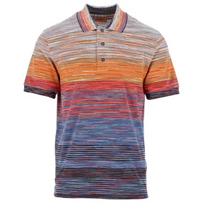 <b>Orange</b> Space Dyed Stripe <b>Polo</b> Shirt Custom Color Casual Short Sleeve Tops Men's Fashion Print Clothing - Product Image 1