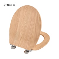 Siège de toilette en MDF ultra fin de 18 pouces en forme de O avec grain de bois naturel mat