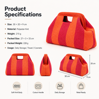 Sacs fourre-tout en tricot couleur Dopamine, personnalisables avec logo, grande capacité, pour cosmétiques et maquillage, pochette de beauté en tissu éponge rayé, vente en gros