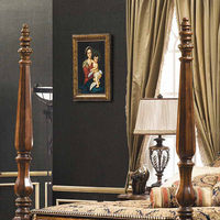 Lit double en bois massif, design minimaliste européen vintage, lit de chambre principale, origine Guangdong, avec colonnes