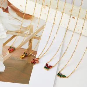 สร้อยคอเพทายรูปผลไม้แบบใหม่สำหรับฤดูใบไม้ผลิ เครื่องประดับผู้หญิงสีสันสดใส - Product Image 2