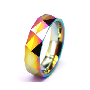 Clásico 6mm diamantes facetas corte de tungsteno de <span class=keywords><strong>Gay</strong></span> Lala promesa anillos de banda Arco Iris, anillo de boda - Product Image 2