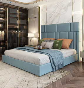 <span class=keywords><strong>Ive</strong></span>-Star Deluxe Cama doble simple Muebles de dormitorio modernos con marco de madera tapizado Estilo suave - Product Image 5