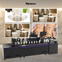 Machine d'impression jet d'encre automatique Renovix de 54 mm de largeur, UV simple passage, CMYK+W, haute précision, pour gobelets de thé au lait et de boissons