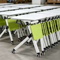 Bureau de conférence modulaire pliable avec roulettes, table de formation empilable pour économiser de l'espace, idéal pour les établissements d'enseignement