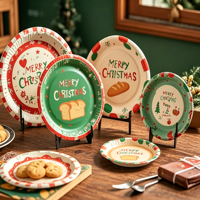 Assiettes en papier rondes jetables non enduites, plateaux en papier, assiettes en papier personnalisées pour les fêtes