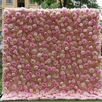 Mur de fleurs artificielles en soie rose enroulable de luxe pour mariage et extérieur, livraison rapide