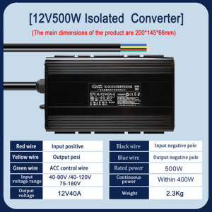 High-quality 12V40A Single Isolated <b>Step</b>-<b>down</b> <b>Converter</b> for Automotive Home Industrial Use 90% Efficiency Motor <b>Voltage</b> HJ12V40A - Product Image 2