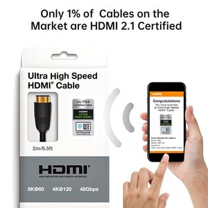 Câble adaptateur <span class=keywords><strong>HDMI</strong></span> pour câble 48 Gbps 8K60Hz pour ordinateur, téléviseur et projecteur avec conducteur en cuivre sans oxygène (mâle vers mâle) - Product Image 2