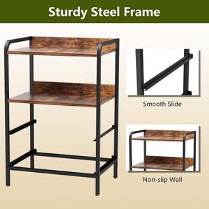 Mesita de Noche <span class=keywords><strong>con</strong></span> Estantes de Almacenamiento, Mueble Pequeño <span class=keywords><strong>con</strong></span> 2 Cajones, Mesita de Noche Sencilla y Moderna - Product Image 4
