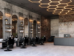 Bespoke Barber Interior Design Service Modern Men Salon Grooming Lounge Renovation and Commercial Retail Store <b>Fitting</b> - Product Image 4