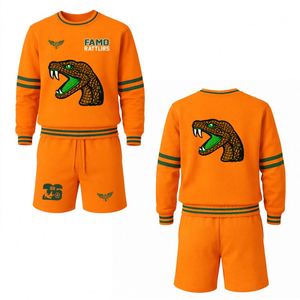 Uniforme de Fútbol Personalizado con Mascota de Serpiente para la Copa 2026, Conjunto de Jersey de Manga Larga y Pantalones Cortos en Naranja y Verde, Logotipo de Reptil Bordado - Product Image 1