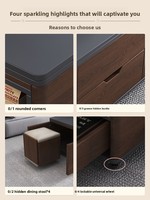 Table basse relevable multifonctionnelle de style médiéval avec plateau en pierre, double usage pour petits appartements