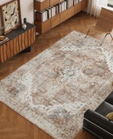 Tapis de pique-nique YOHD à motif floral persan en polyester, à poils ras, fabriqué à la machine, résistant à l'usure, lavable, antidérapant, résistant aux taches, écologique