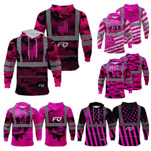 الفلورسنت عالية الوضوح عاكس السلامة هوديي طويلة الأكمام هاواي ألوها قمصان البناء مرحبا فيس هوديي ارتداء العمل - Product Image 3