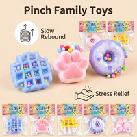 Jouet Squishy en forme de beignet et patte de chat, en caoutchouc souple, texture type slime, pour le jeu d'imitation alimentaire et le soulagement du stress, au design attrayant