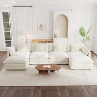 Sofá Modular en Forma de U de Lujo, Sofá Reversible en Forma de U, Chaise Longue Grande de Chenilla, Otomanas Dobles Extra Grandes
