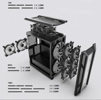 Upgrade Casing Komputer Panel PC I/O Kecepatan Tinggi dengan Panel Kaca Temper Depan dan Samping, Casing PC Gaming Full Tower