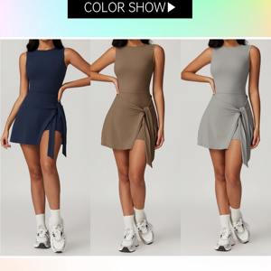 Populaire op maat gemaakte LOGO dames yogakleding gym jumpsuit één-delige tennisjurk dames fitness sportkleding rokken - Product Image 2