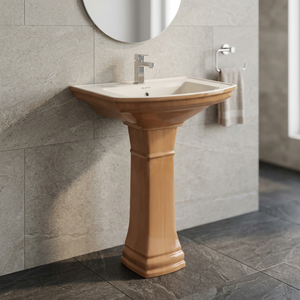 Fancy <b>Rustic</b> Blue Square Ceramic Pedestal Wash Basin Lavabo Set For Villa Mall <b>Bathroom</b> Modern Design - Product Image 3
