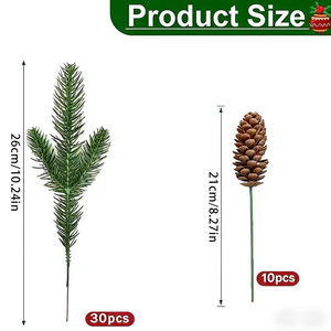 Branche de pin artificielle de Noël avec baies rouges et cônes de pin pour décorations de fêtes - Product Image 4