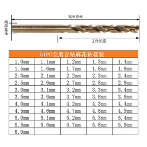 Juego de Brocas de Acero con Punta Hexagonal de 51 Piezas, Longitud Métrica de 1-6 mm, Acabado Brillante, Multiusos, Marca Silver Blade - Product Image 2