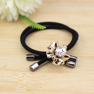 Élastique à cheveux avec décor de fleurs en cristal pour femmes, bandeau décontracté, bande élastique noire, accessoire de coiffure - Product Image 3