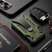 Porte-cartes en aluminium fin avec clip, blocage RFID, en fibre de carbone, logo personnalisé, pour homme, cadeau d'affaires ou de voyage