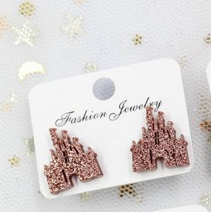 अनुकूलित 12/16 मिमी ग्लिटर एक्रिलिक महल स्टड इयररिंग्स महिला माउस सिर उच्च गुणवत्ता वाले स्टड इयररिंग्स - Product Image 4