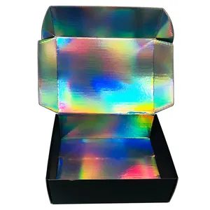 Caixa de presente para maquiagem ecológica ondulada, embalagem holográfica plana exclusiva para cosméticos, caixa de presente