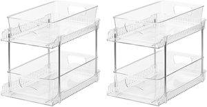 Transparent Double Tier Eco-Friendly Stainless Steel White Grey Kitchen Bathroom Racks Cabinets Pull-out Sink Organizers <b>Storage</b> - Product Image 5