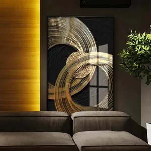 Funtuart Abstract Black Golden Foil Blätter Luxus Poster Kunst Pflanze Leinwand Malerei Dekor Modernes Wandbild für Wohnzimmer