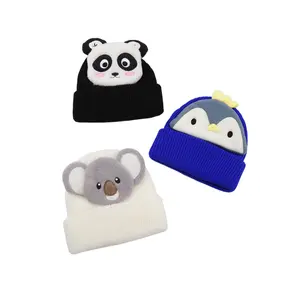 Simpatici cappelli a cuffia per animali koala di pinguino panda lavorato a maglia invernale