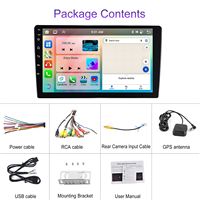 Autoradio Android Podofo 2 Din 9'' avec écran tactile IPS, processeur 4+4 cœurs, 6+128 Go, Carplay, Android Auto, GPS, WiFi, FM, RDS, DSP, BT, USB