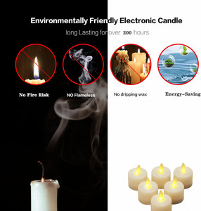Bougies LED électriques scintillantes à piles en plastique CE ROHS FCC avec mèche à flamme mobile pour Diwali et églises (vente en gros) - Product Image 4