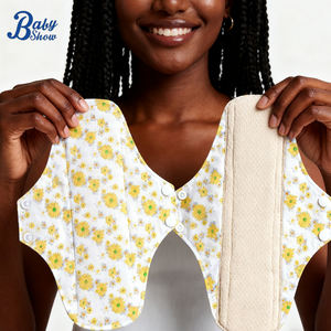 Ensemble de serviettes hygiéniques réutilisables à la mode 4 + 1 tissu en maille de coton bio garde-<span class=keywords><strong>fuite</strong></span> ailé Super absorbant respectueux de la peau lavable - Product Image 1