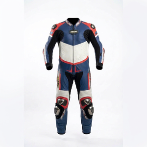 Combinaison de course pour moto en cuir de vache/canguro authentique Zuzuki pour homme, 1 pièce, équipement de course en cuir pour la course sur circuit, niveau 2 CE - Product Image 1