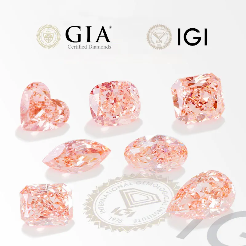 Pink Lab tumbuh berlian CVD HPHT GIA bersertifikat 1CT 4CT Oval pir H VVS VVS1 VVS2 batu berlian alami longgar perhiasan kustom