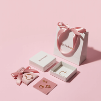 Boîte cadeau en carton rigide rose pour bijoux, boîte à bijoux recyclable avec tiroir pour collier et pendentif, emballages avec logo personnalisé
