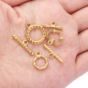 Connecteurs de bijoux en acier inoxydable plaqué or 18 carats, fermoirs OT de formes variées pour bracelets et colliers, accessoires de bijouterie DIY H1201 - Product Image 2