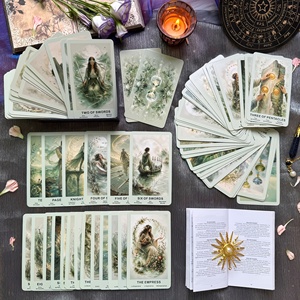 Vente en gros : <span class=keywords><strong>Jeu</strong></span> <span class=keywords><strong>de</strong></span> tarot <span class=keywords><strong>Verdant</strong></span> Hour, 78 cartes, boîte, guide en 4 langues, 7x12cm, 350GSM, cartes d'oracle spirituelles, portable, écologique - Product Image 1