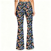 Großhandel Damen High-Waist Flare Yoga-Hosen Retro Boho Feder-Bedruckte Schlaghosen Ethnisch Gemusterte Hosen Nach Maß