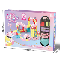 ITTL Magic 3D Slot Toy Electronic Track Car DIY Assembly Track Train Construction Pink Building Block Set Toys for Kids