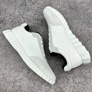 2026 New Premium <b>Black</b> <b>Suede</b> Mesh Sneakers Men's Two Tone White Sole Casual Lace-Up Trainers - Product Image 4