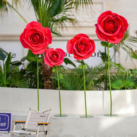 Rose artificielle géante rouge sur pied, grande rose en mousse pour décoration de mariage, fond de couloir, événement, vitrine, ornement