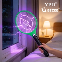 Raquette anti-moustiques électrique portative GECKO YPD LITIAN à piles, tapette à insectes avec filet à 3 couches pour la maison, l'extérieur et les voyages