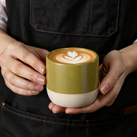 Ensemble de tasses à café en céramique vert mat, design moderne, logo personnalisé, détection FCM, tasses à expresso et à thé en grès