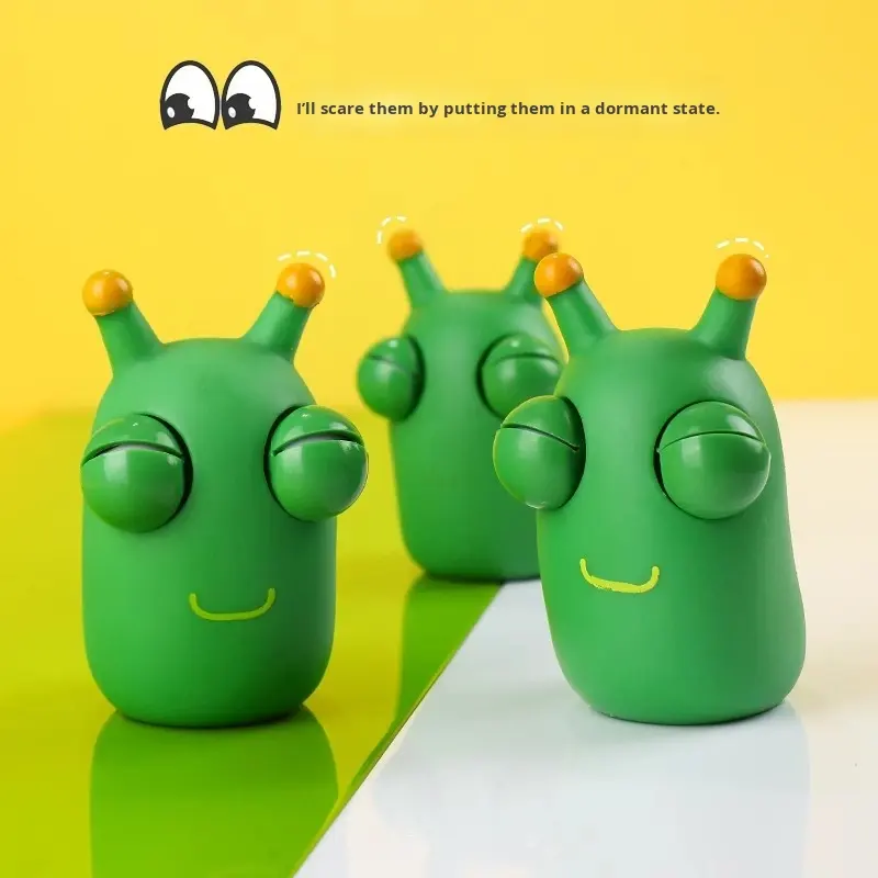 Eye-Catching Little Worm Vinyl Stress Relief Toy for Boys Emotional Venting Popping Eyes Stress-Relief Gift Toy