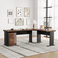 Grand bureau de bureau avec 3 tiroirs de rangement, armoire mobile, bureau d'ordinateur d'angle industriel, mobilier de poste de travail pour bureau à domicile